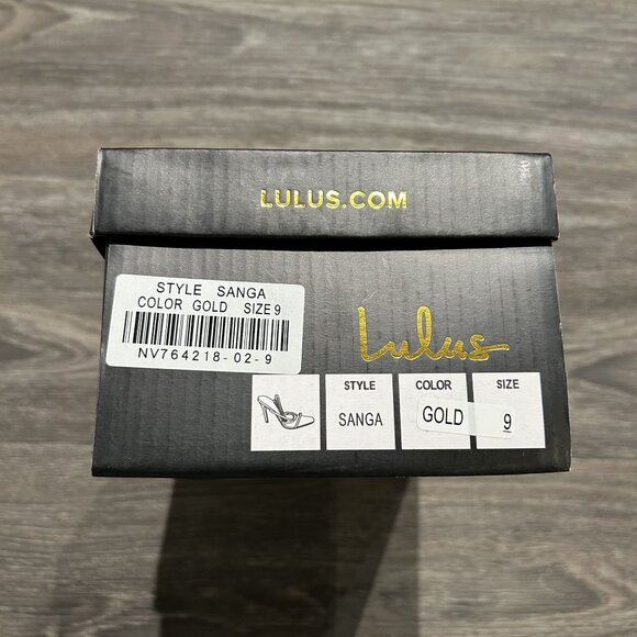 NEW Lulus SZ 9 Gold Sanga Strappy Square Toe Stiletto High Heels Tie Up Metallic - Picture 3 of 11